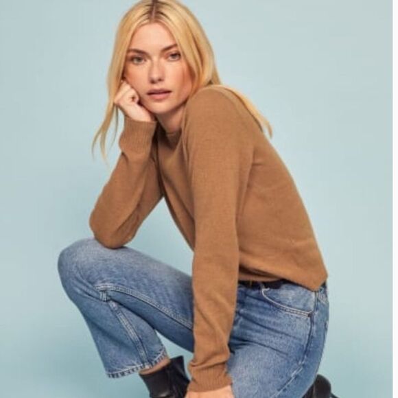 Reformation Cashmere Crewneck Sweater Camel Tan XS - Picture 10 of 10